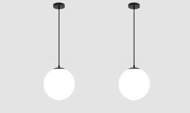 Areezo Doom Shaped Milky Globe pendant for home decoration Pendants Ceiling Lamp  (Black, White)