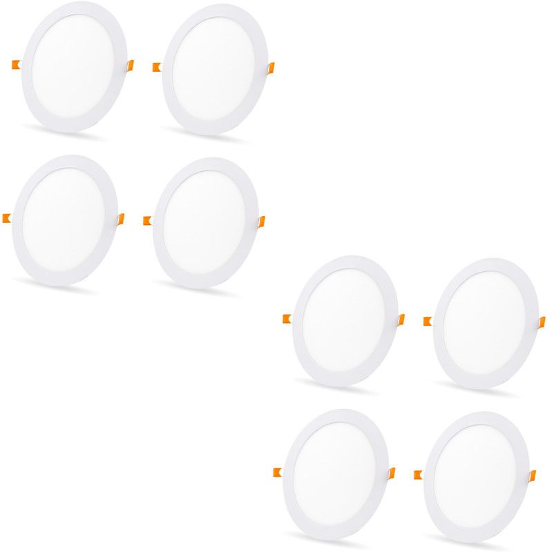 D'Mak 8 Watt Ultra Slim White Led Super Bright Panel Light Round Shape Conceal POP Light (Pack of 08) Recessed Ceiling Lamp  (White)
