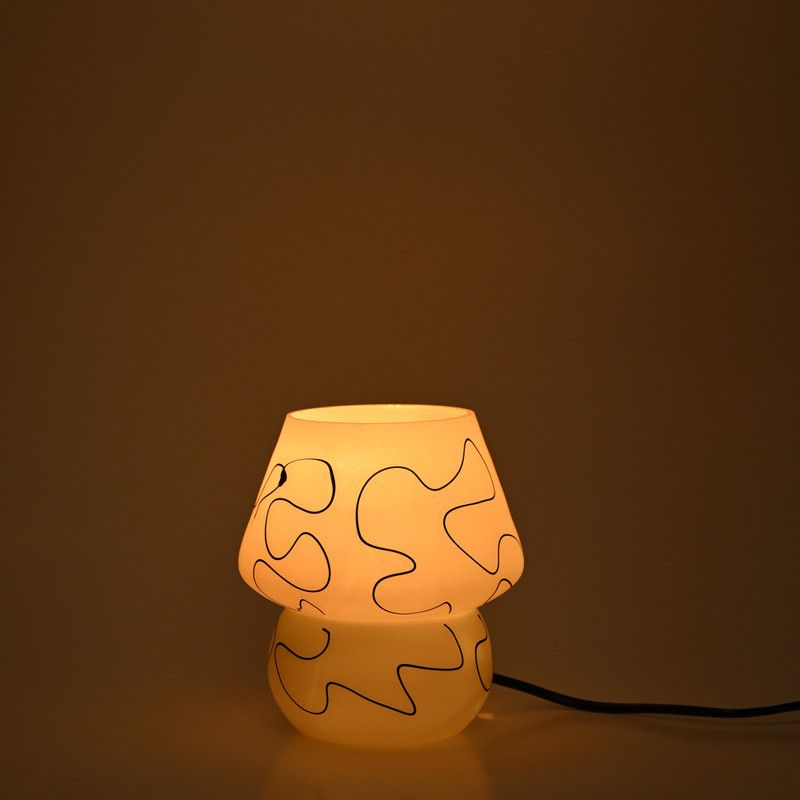 1st Time Decorative Glass Table Lamp With Hand Decorative Colorful Glass Shade Table Lamp  (17 cm, White)