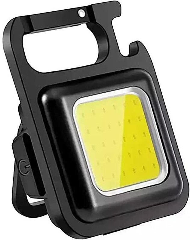 PRETINA COB Small Flashlights, 500Lumens Bright Rechargeable Keychain 4 hrs Flood Lamp Emergency Light  (Black)
