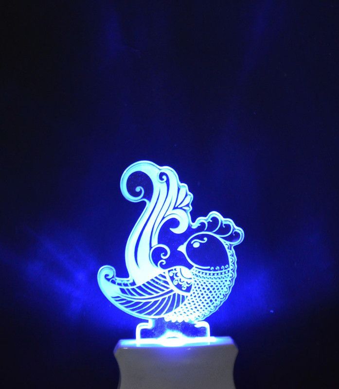 Sanvi Creations The Bird Stylish 3D Illusion Night Lamp Comes with 7 Multicolor and 3D Illusion Design Suitable for Room,Drawing Room,Lobby Night Lamp  (12 cm, Multicolor)