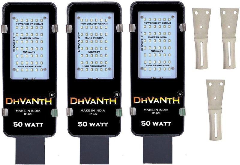 DHVANTH 50 Watts Street Light IP-65 BIS Approved Waterproof Outdoor, Cool White, Pack of 3 Flood Light Outdoor Lamp  (Black)
