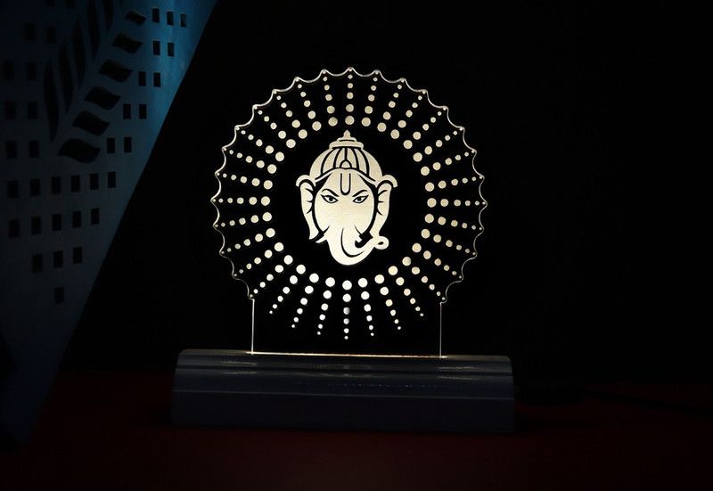 Zulka Get Your Traditions ZU_3D Lord Ganesh (wb4) 62 Table Lamp  (17 cm, White)