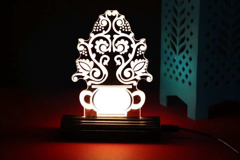 Zulka Get Your Traditions ZU_3D Flower Pot (wb1) 11 Table Lamp  (17 cm, Brown)