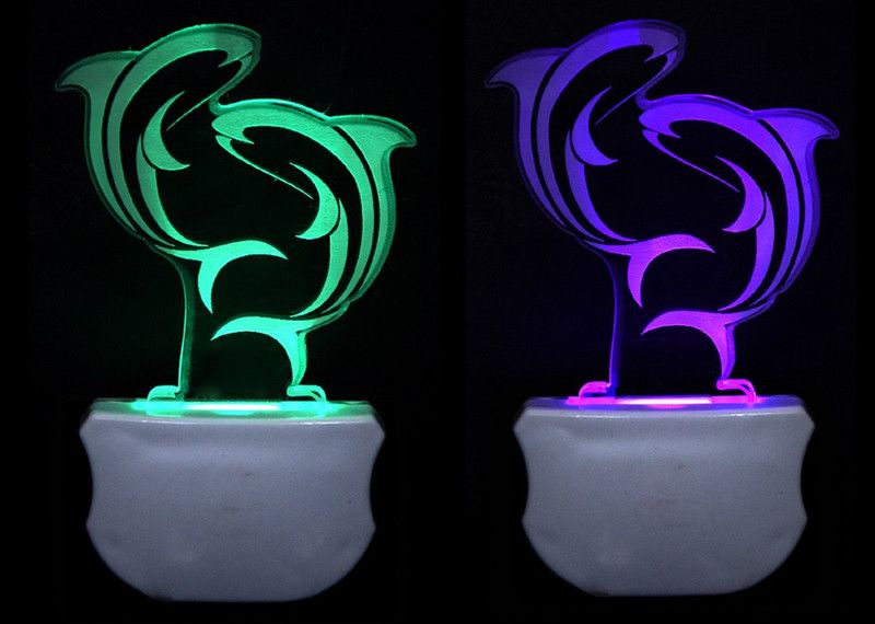 Dikhsa The Dolphin 3D illusion Led Night Lamp comes with 7 Multicolor (Pack of 2) Night Lamp  (12 cm, Multicolor)