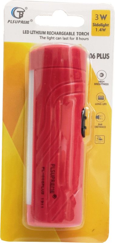 CTB PLSUPREME PL-006 3 Watt Rechargeable Torch With Powerful Lithium Battery (Without Charger ) - Red Torch  (Red, 10 cm, Rechargeable)