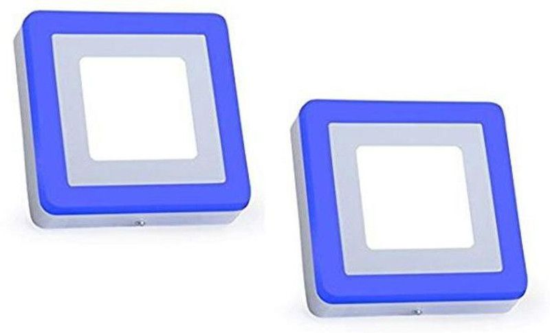 A-Mart 3+3 Square LED Surface Light (White+Blue, Pack-2) Recessed Ceiling Lamp  (White, Blue)