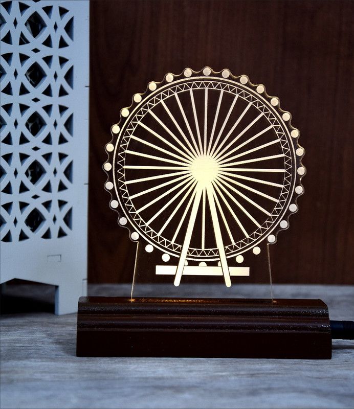 Zulka Get Your Traditions ZU_3D Giant Wheel (wb5) 39 Table Lamp  (17 cm, Maroon)