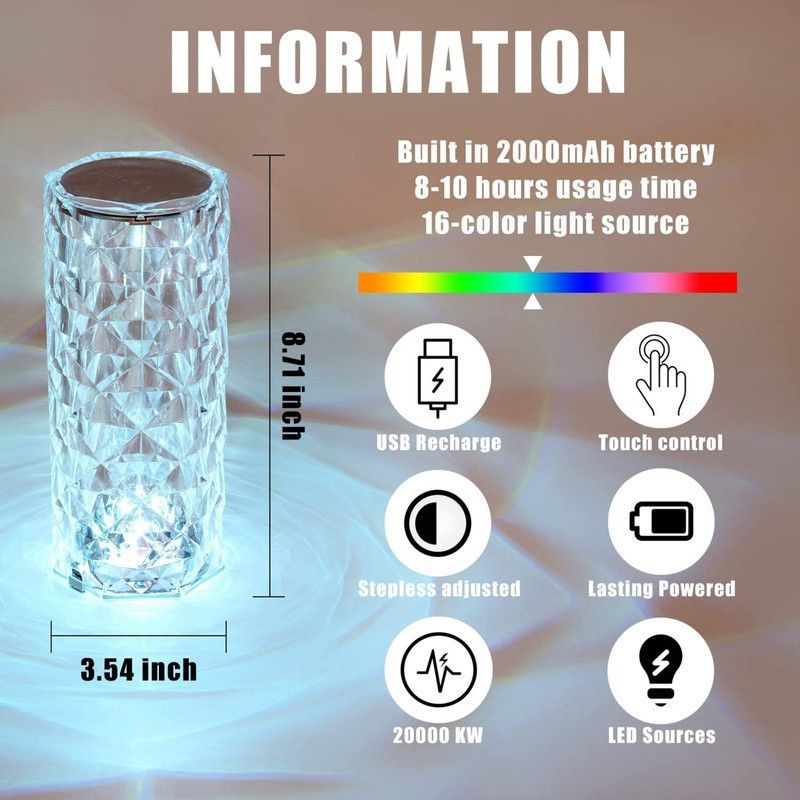 geutejj ouch Remote Control Modern Nightstand Lamp 235 Night Lamp  (24 cm, Multicolor)