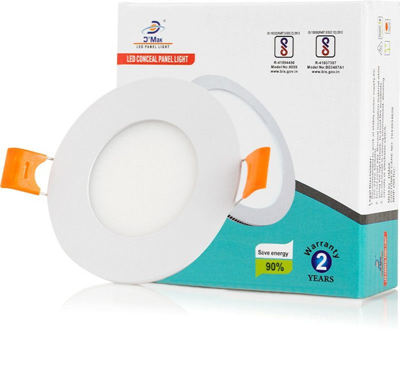 D'Mak 3 Watt Warm White (Yellow) LED Conceal Light (Pack of 1) Recessed Ceiling Lamp  (Yellow)