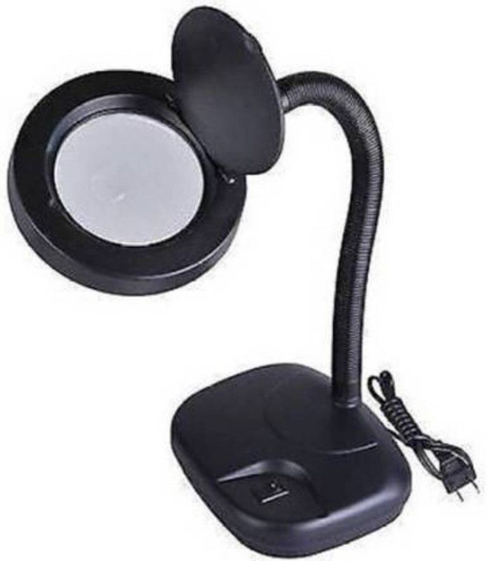 CloudStar Adjustable with Magnifying Glass Table Lamp  (25 cm, Black)