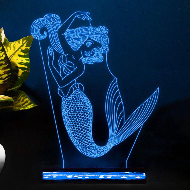 StarLaser 3D Acrylic lamp for Kids, Girls Mermaid Night Light 16 Color Changing with Remote Control Gift for Birthday Christmas Table Lamp  (19 cm, Multicolor)