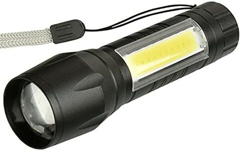 Focus Zoom Torch Light with 3 Modes Torch  (Black : Rechargeable)