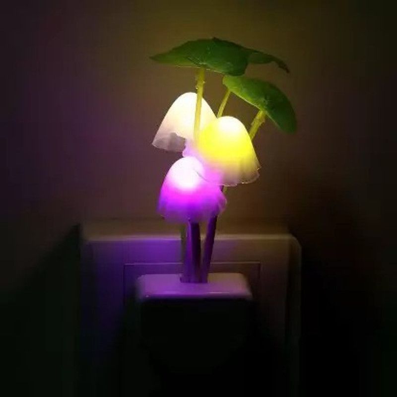 ALORNIS White Flower Pot Color Changing Light Sensor,LED Decorative Mushroom Night Light Night Lamp  (15 cm, Multicolor)