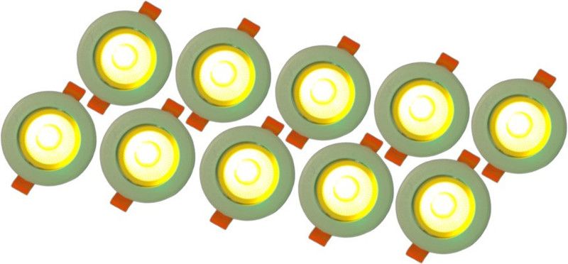D'Mak 6 Watt Round LED COB Warm White Focus Light for (Set 10) POP/ Recessed Ceiling Lamp  (White, Yellow)