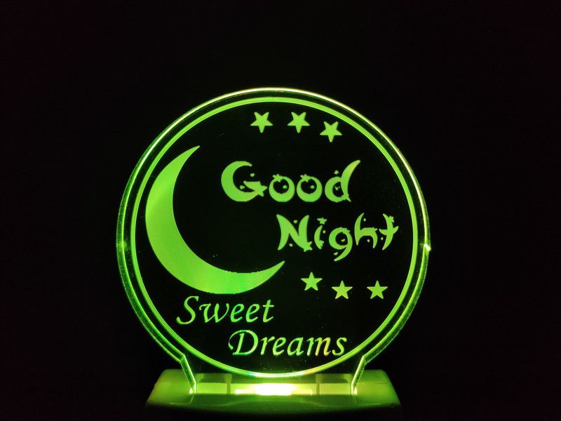 SKOAL GOOD NIGHT Acrylic 3D Illusion RGB 7 Colour Changing LED Plug and Play Night Lamp  (10 cm, D0059-GOOD NIGHT)