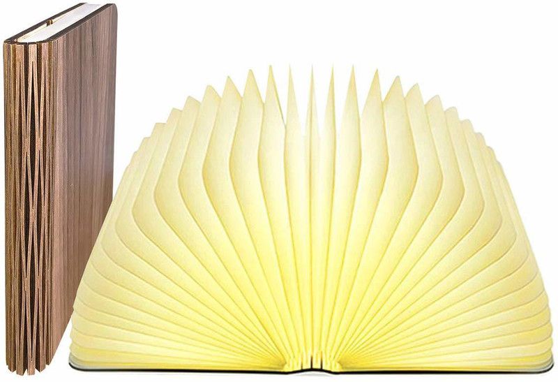 Arion Solution Book Lamp Book Shaped Table Lamp Gift Christmas lights Rechargeable LED Portable Table Lamp Foldable Night Lamp Mini Wooden Cover Book Home Decoration Book Lovers Book Reading Light Make In India Table Lamp  (15.5 cm, Brown)