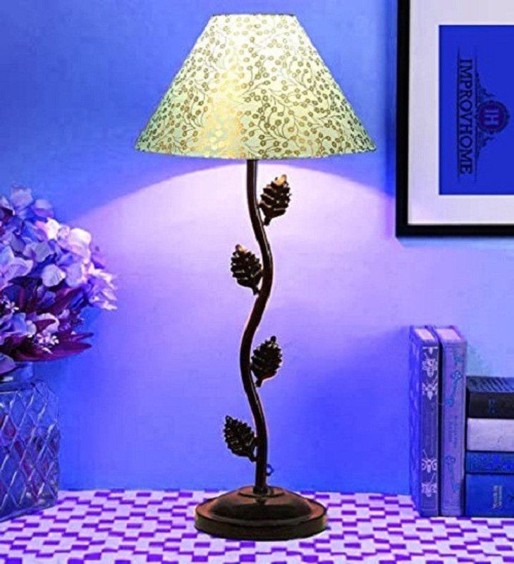 Improvhome Beautiful for Farm House Metal Table Lamp with Cotton Fabric Conical Shape(Dhaniya)_ Table Lamp  (15.2 cm, Black)