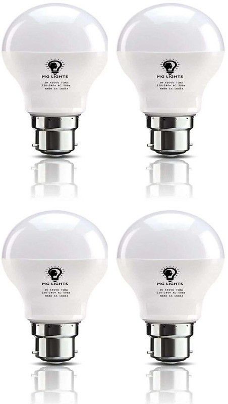 mg lights 4 W Standard B22 LED Bulb  (White, Pack of 4)