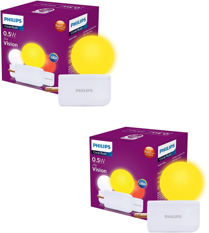 PHILIPS 0.5 W Decorative Plug & Play Night Bulb  (Yellow, Pack of 2)
