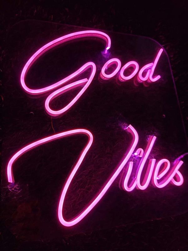 URBAN CUBES Grow Good Vibes LED Neon Sign Board Pink Color Night Lamp  (12 cm, Pink)