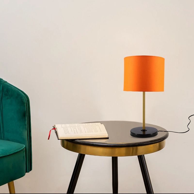 Creative Gallery Table Lamp Shade 19 inches for Bedside Stylish, Living Room, Home Decoration Table Lamp  (49 cm, Orang)