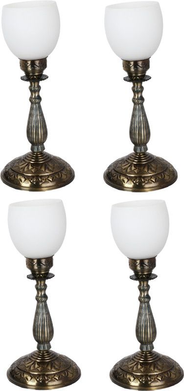 AFAST New Designer Bed Corner & Central Table Lamp With Colorful Decorative Glass And Royal Look High Quality Stand nx95 Table Lamp  (55 cm, White, Gold)