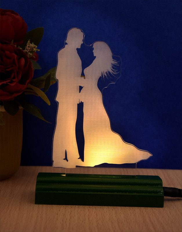GORVA The Couple 3D illusion Acrylic Table Lamp Table Lamp  (17 cm, Forest Green)