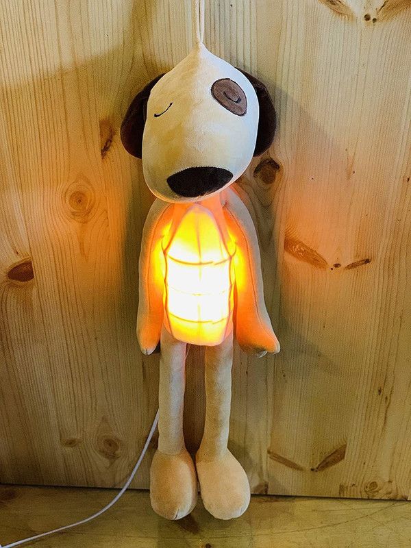 NYRWANA DELIVERING SMILES IN INIDA Cute Puppy Soft Toy Structure Hanging LED Lamp Night Lamp  (22 cm, Beige,Black)