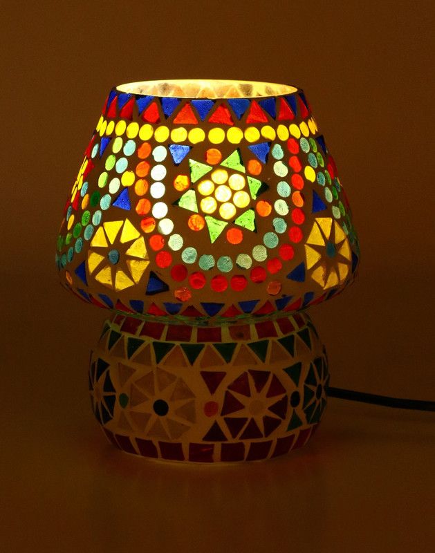 Somil Multi Colour New Handmade Designe Table Lamp_00124 Table Lamp  (14 cm, Multicolor)