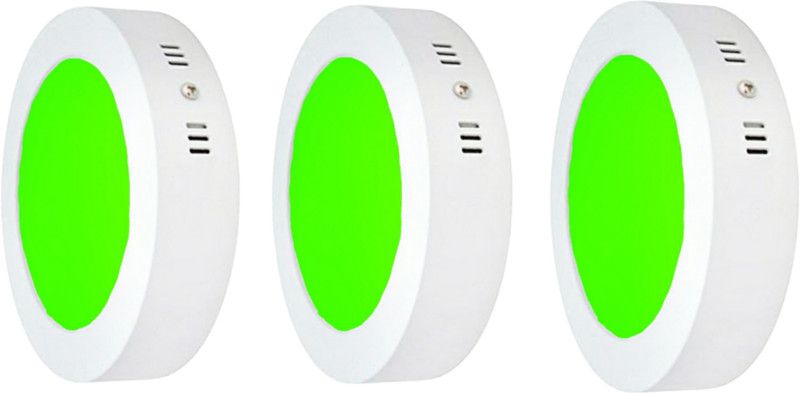 MVL MVL LED 9W CBL Round Surface Panel Down Light Green Pack of 3 Recessed Ceiling Lamp  (Green)