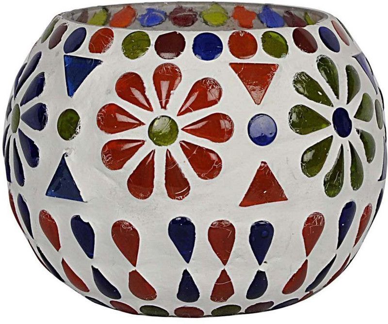 Pinkcity Gems & Handicraft Decorative Candle T Light Holder Deepawali Table Lamp  (10 cm, mult)