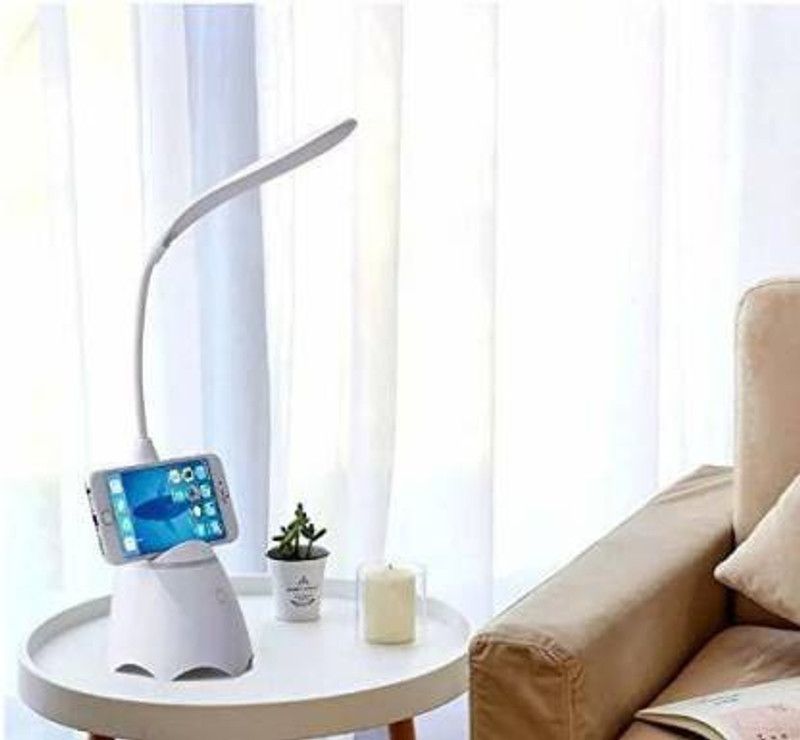 Keetoz Latest Table & Desk Lamp with Speaker Loudspeaker USB Rechargeable ` Table Lamp Night Lamp  (10 cm, White)
