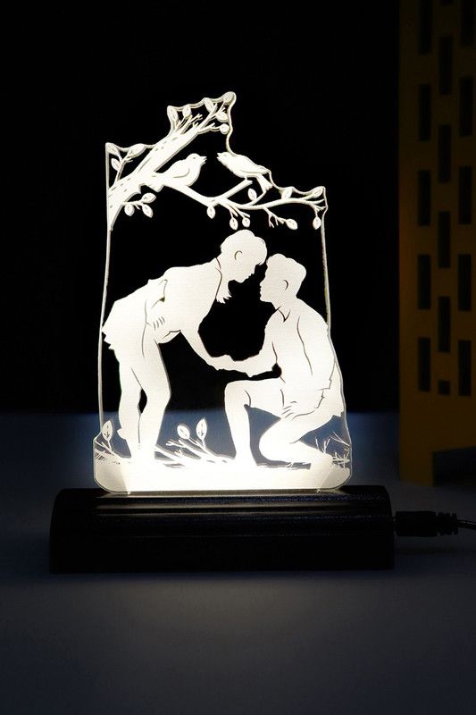 Modak The Couple 3D illusion Acrylic Table Lamp(Color-Brown) Table Lamp  (17 cm, Brown)