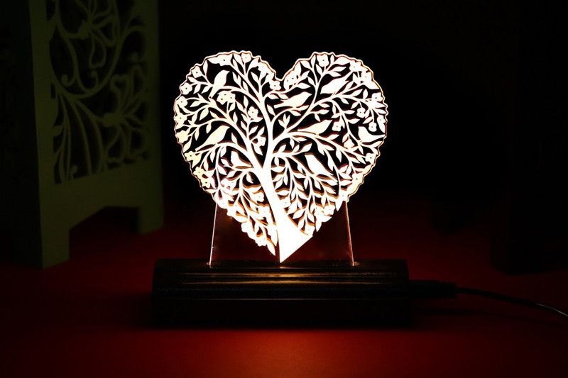 Zulka Get Your Traditions ZU_3D Heart With Tree (wb1) 64 Table Lamp  (17 cm, Brown)