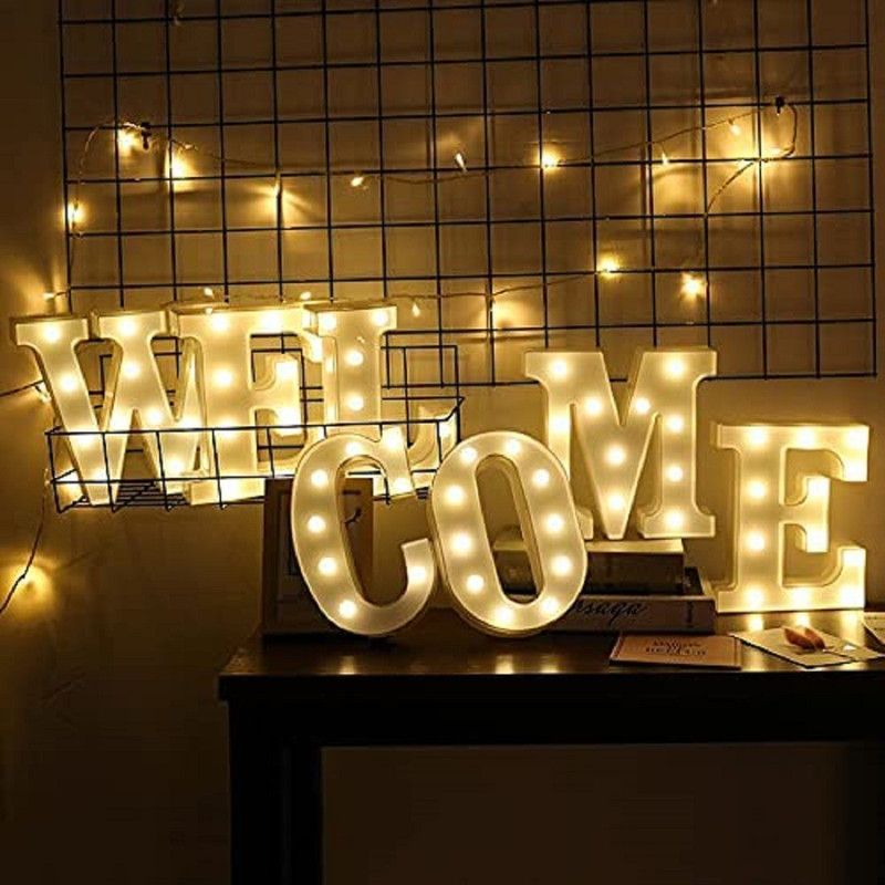 LEDOLUX Marquee Light Alphabet Letters for Decoration, Warm White Party Theme (Welcome) Night Lamp  (22 cm, Warm White_ Welcome)