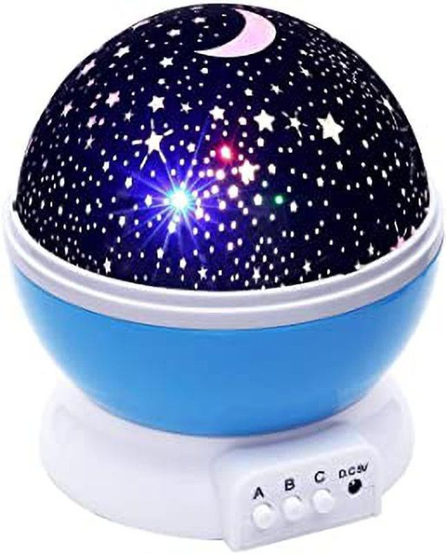 swabs Plastic Star Projector Romantic LED Night Light Moon 360 Degree Rotation 4 LED Bulbs 9 Light Color Changing with USB Cable (FDC89-Multicolour) Night Lamp  (13 cm, Multicolor)