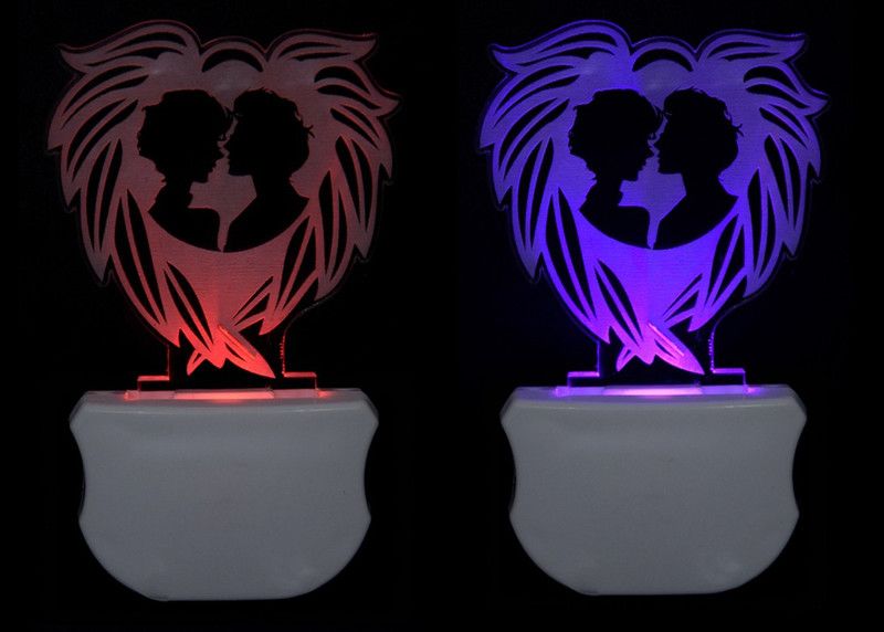 A Singh The Couple Heart 3D illusion Led Night Lamp comes with 7 Multicolor lighting effect , Suitable for Room,Drawing Room,Lobby (Pack of 2) Night Lamp  (12 cm, Multicolor)