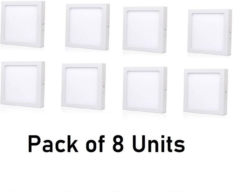 Macor 12W White Square LED Surface Panel Light Pack of 8 Ceiling Light Ceiling Lamp  (White)