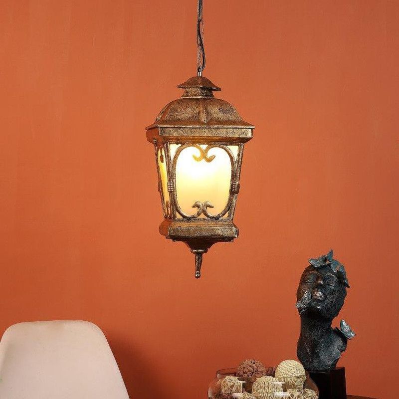 ELIANTE Gold Aluminium Base White Acrylic Shade Hanging Light - F-085-1Lp - without Bulb Pendants Ceiling Lamp  (White)