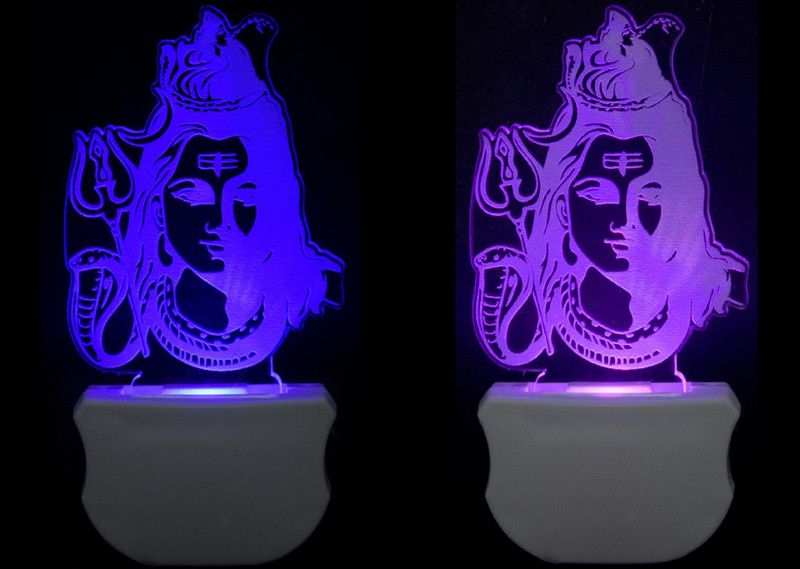 MIPR The Lord Shiv 3D illusion Led Night Lamp comes with 7 Multicolor lighting effect Suitable for for Room,Drawing Room,Lobby (Pack of 2) Night Lamp  (12 cm, Multicolor)