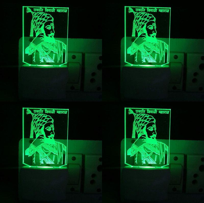 MIPR The Shiva ji 3D Illusion Night Lamp Comes with 7 Multicolor and 3D Illusion Design Suitable for Room,Drawing Room,Lobby(PACK OF 4) Night Lamp  (12 cm, Multicolor)