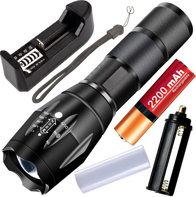 500 Meter Rechargeable 5 Mode Waterproof LED 20W Lamp Emergency Light Torch  (Black : Rechargeable)