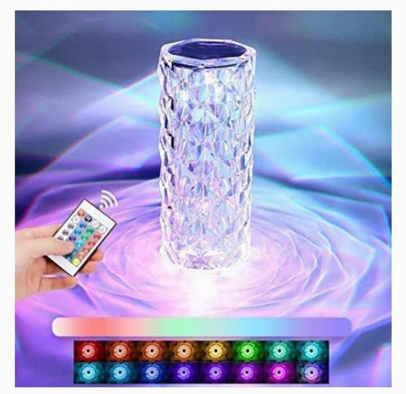 Wonder Work Diamond Crystal Remote/Touch Lamp, 16 Color Changing LED Night Light Table Lamp  (15 cm, Multi)