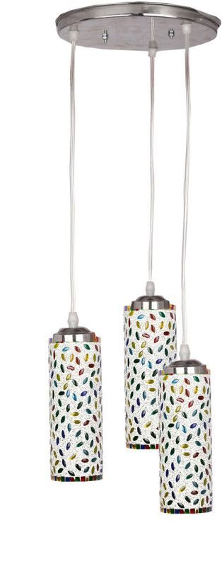 AFAST Designer Pendant Hanging Ceiling Lamp With Three Hanging Decorative Glass And All Fitting And Fixture (Bulbe Not Include) No xc21 Pendants Ceiling Lamp  (Multicolor)
