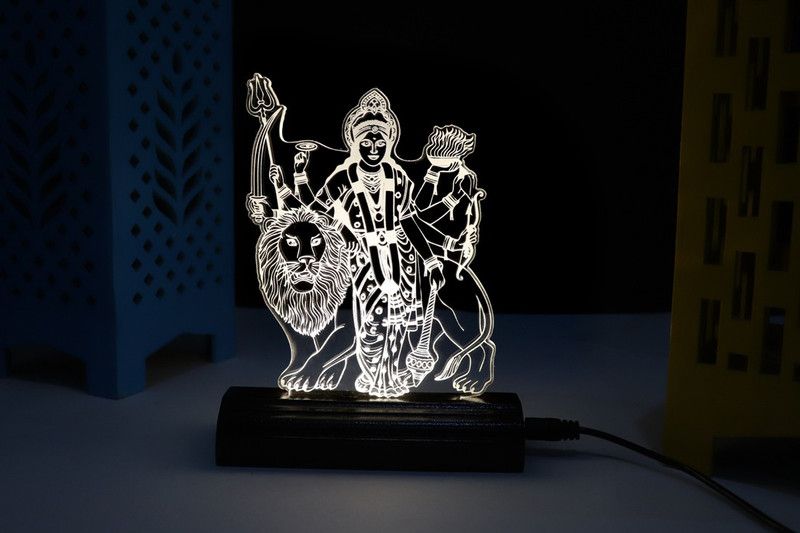 Zulka Get Your Traditions ZU_3D Maa Sherawali (wb1) 56 Table Lamp  (17 cm, Brown)