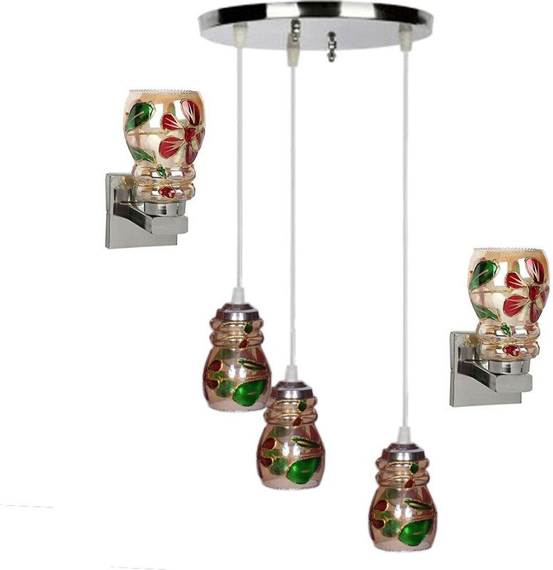 New Raipuria CEILING LAMP WITH CLASSY SET OF 2 WALL LAMPS Pendants Ceiling Lamp  (Multicolor)