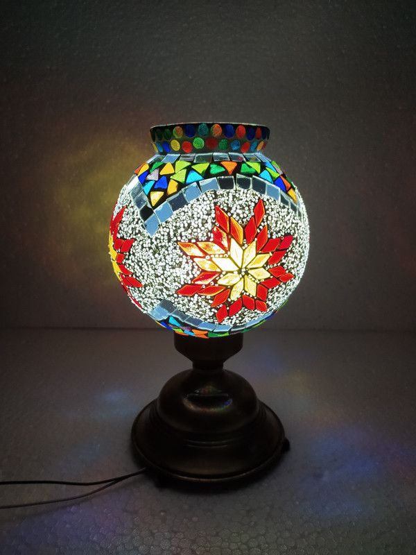 SAVORADE cute decent gold stand e27 mosaic side table lamp for bedroom, childrenroom, office bulb not included Table Lamp  (22 cm, Multicolor)