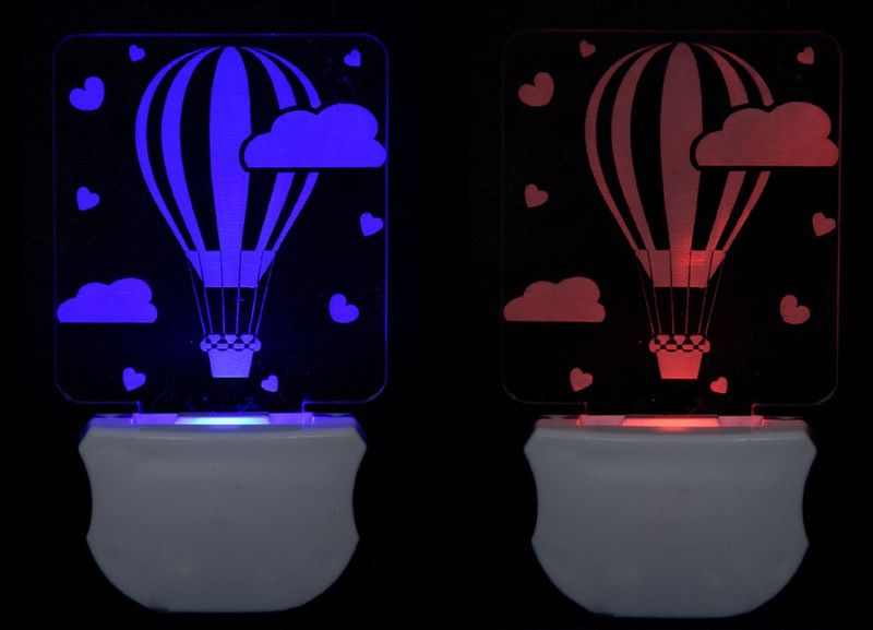 A Singh The Hot Air Balloon 3D illusion Led Night Lamp comes with 7 Multicolor lighting effect , Suitable for Room,Drawing Room,Lobby (Pack of 2) Night Lamp  (12 cm, Multicolor)