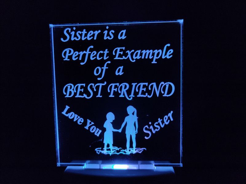 kampbros BEST SISTER Acrylic 3D Illusion RGB 7 Colour Changing LED Plug and Play Night Lamp  (10 cm, D0053-BEST SISTER)